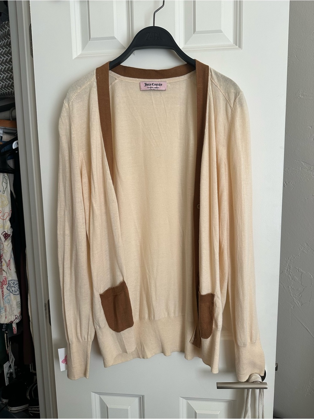 Juicy Couture Cream and Tan Cardigan Sweater